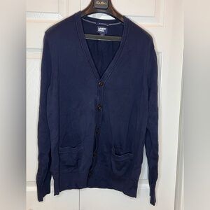 Lands' End women’s long sleeve long cardigan with buttons blue size large NWOT